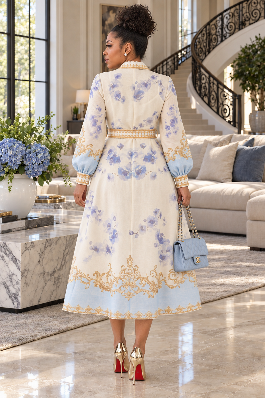 The Sovereign Floral Baroque Midi Dress