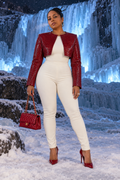 The Crimson Croc Luxury Cropped Jacket