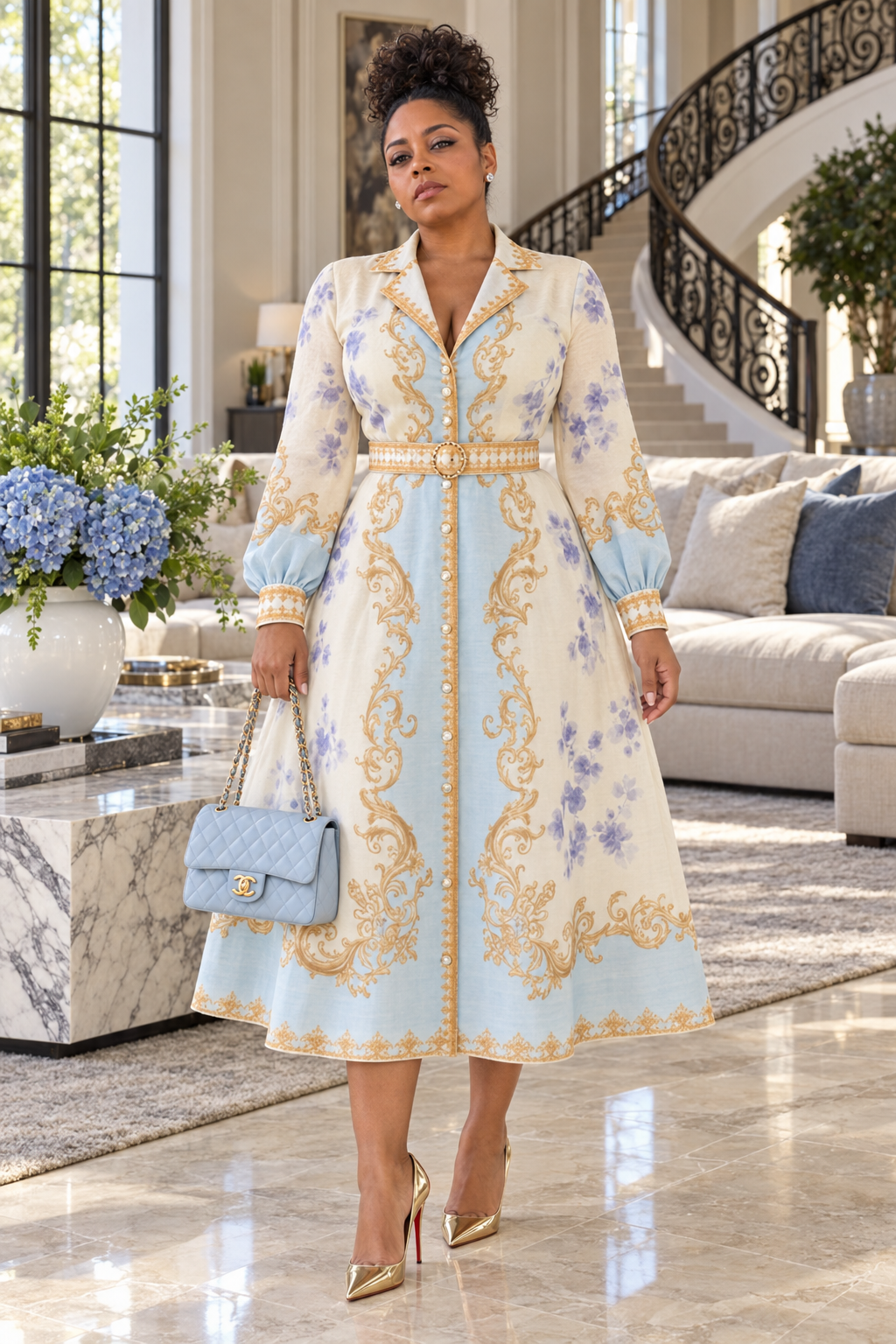 The Sovereign Floral Baroque Midi Dress