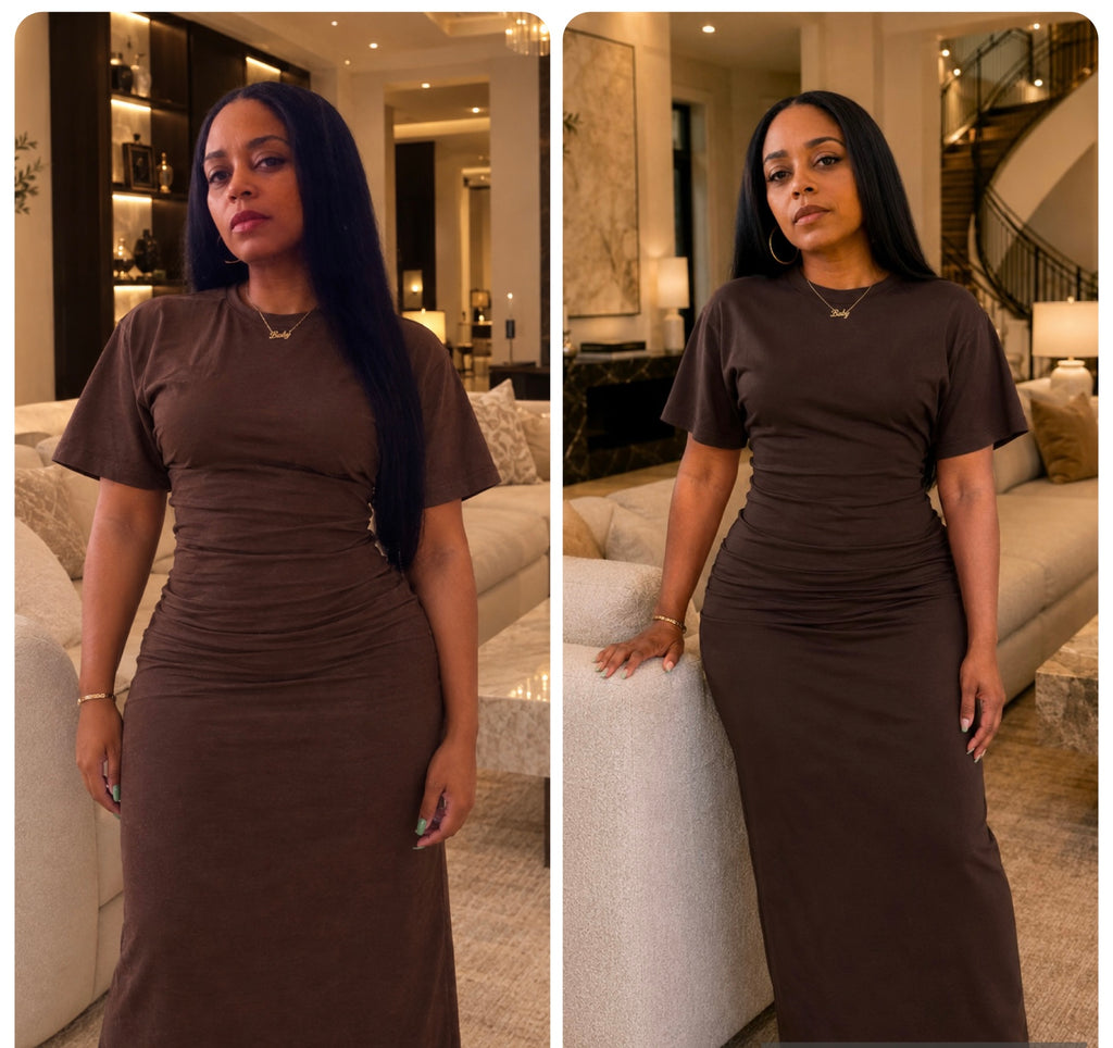 Aura Knit Maxi Dress - Chocolate