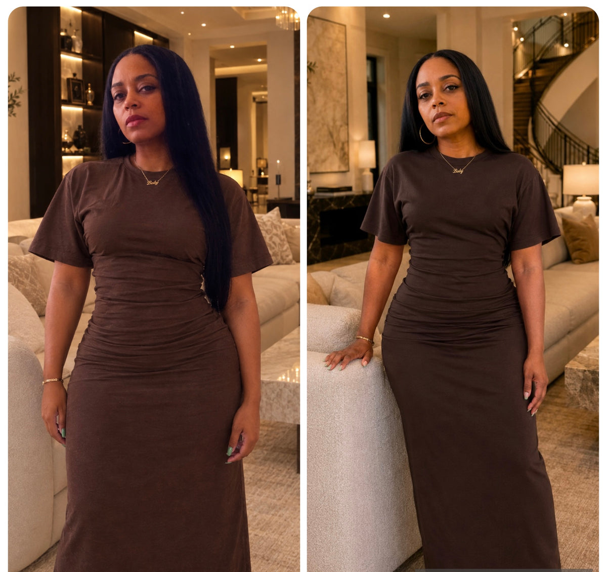 Aura Knit Maxi Dress - Chocolate