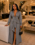 Siren Striped Midi Shirt Dress